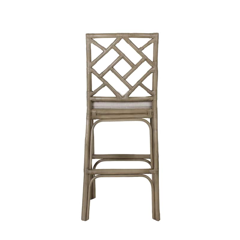 Natural Rattan Handmade Chippendale Single Cushioned Bar Stool by East at Main