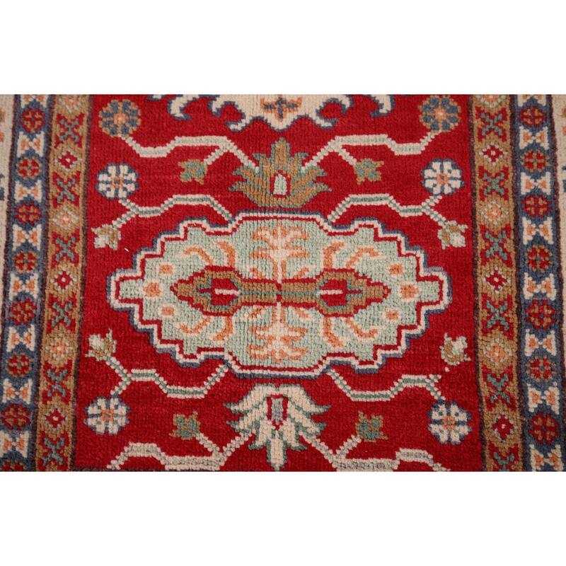 Kazak Foyer Rug Handmade Traditional Red Wool Carpet - 2'8" x 4'2"