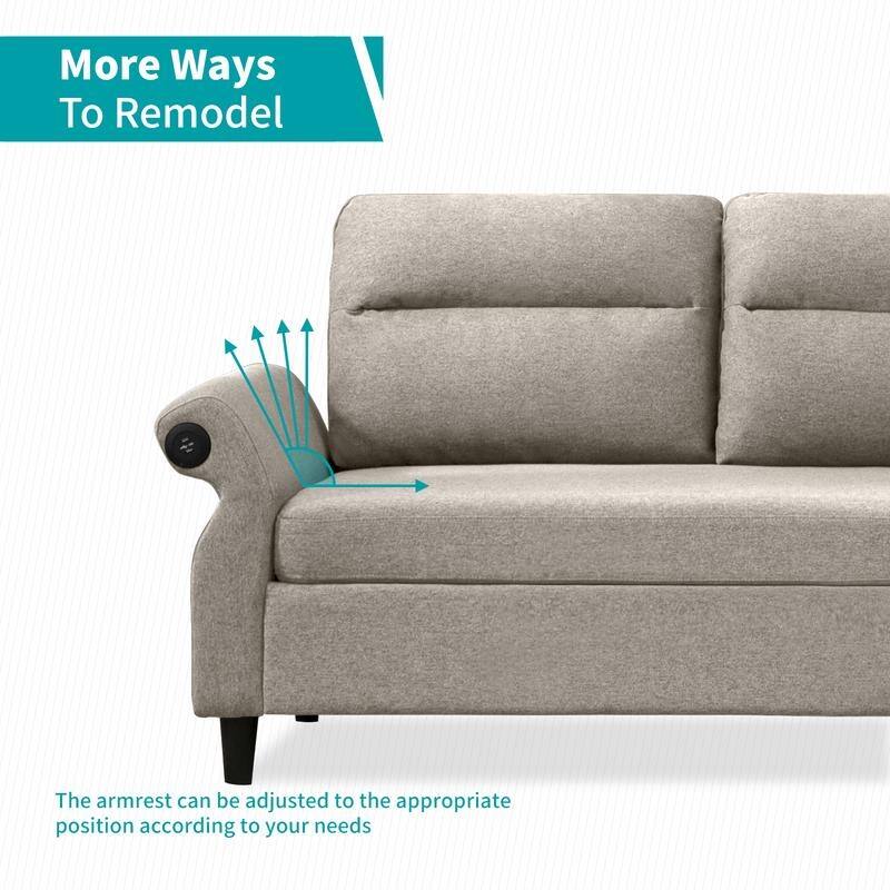 Mixoy Convertible Sectional Sofa Couch, 3 Seat Sofas with Adjustable