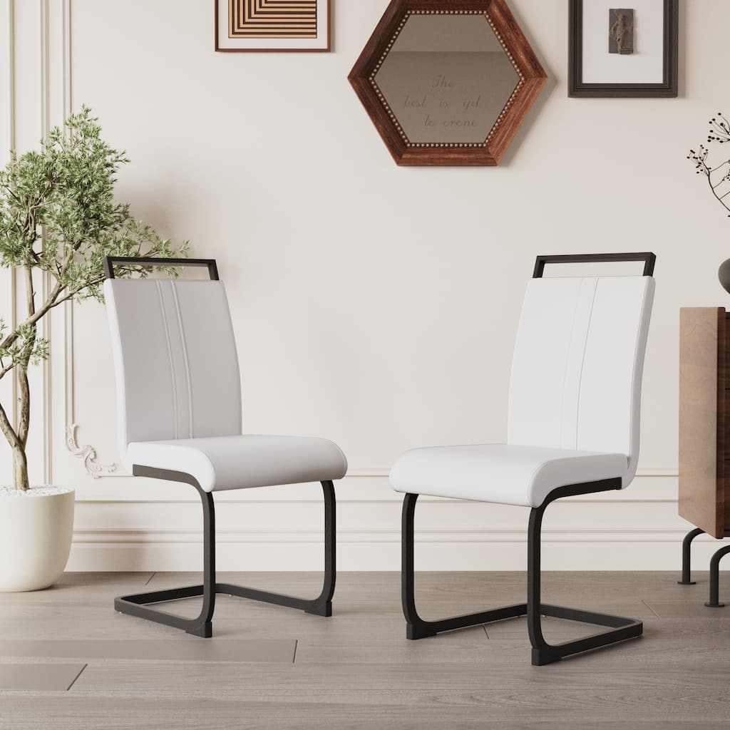 High Back Upholstered Side Chair with C-shaped Tube