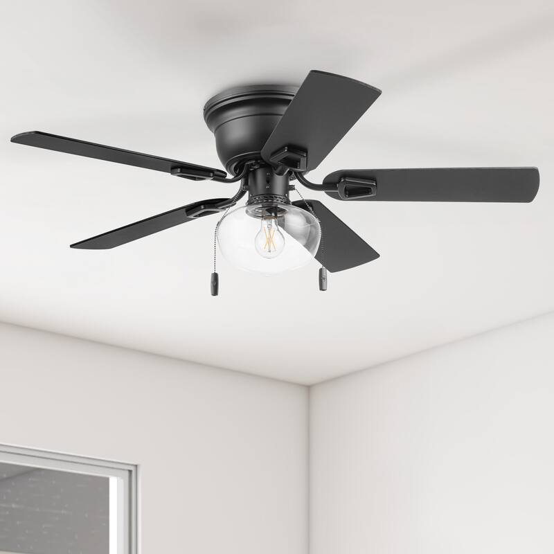 Honeywell 42" Halle Indoor Matte Black Ceiling Fan with Light & Pull Chain - 42 Inches - 42 Inches - Matte Black - Pull Chain