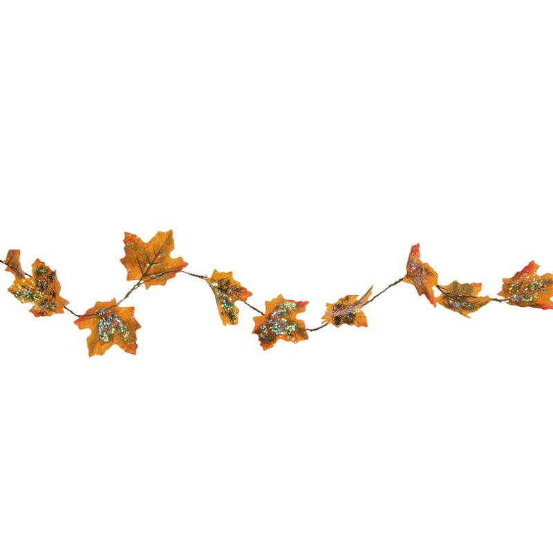 10ct LED Fall Maple Leaves Micro Fairy Light Set 4ft Brown Wire