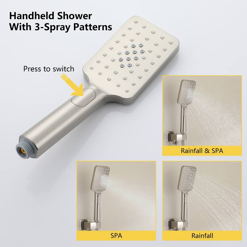 3-Spray Patterns 10 in. Wall Mount Pressure Balance Dual Shower Heads
