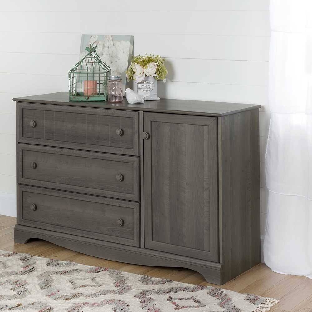 south shore grey oak dresser South Shore Gray Oak 2-Drawer Dresser with Door