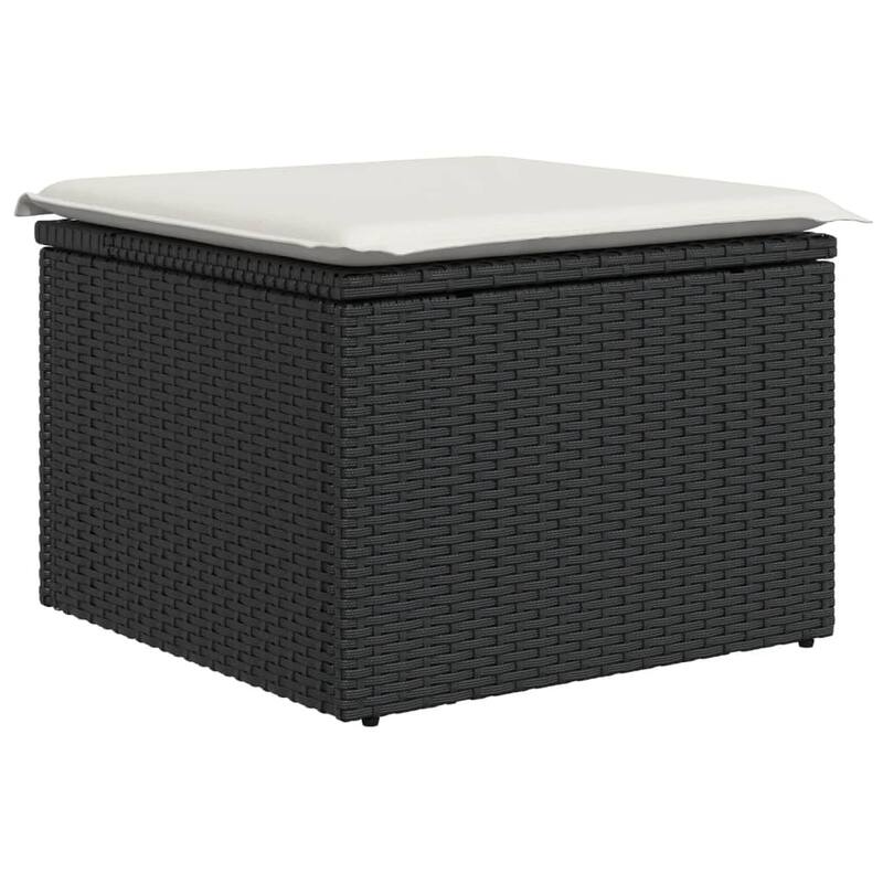 vidaXL Garden Sofa Set Black PE rattan, Powder-Coated Steel, Acacia wood - 24.4 x 24.4 x 27.2