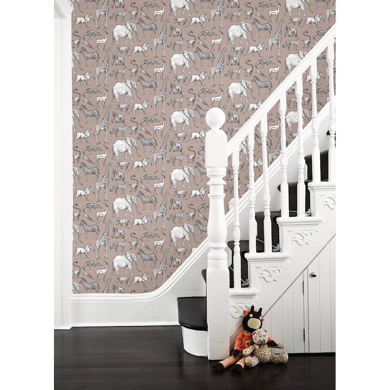 Chesapeake Kenji Light Brown Safari Wallpaper - 20.9 x 396 x 0.025