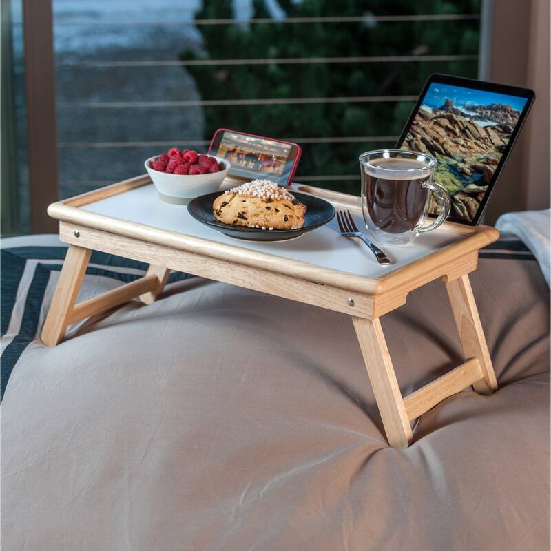 Arlo Breakfast Tray with Flip Top Natural and White Finish