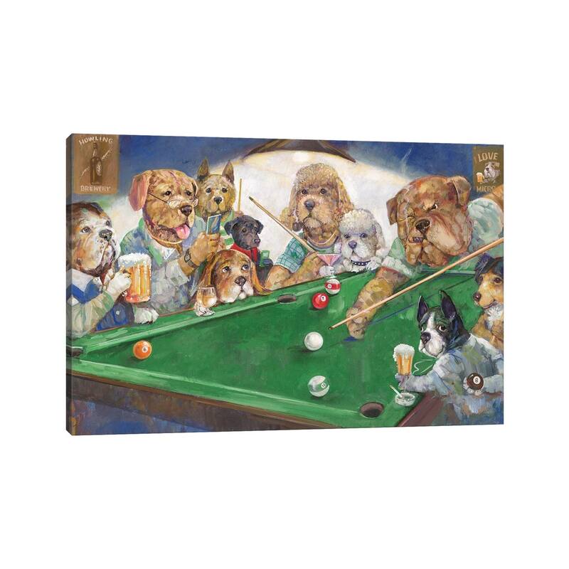 iCanvas "Pool Dogs" by Ruane Manning Canvas Print