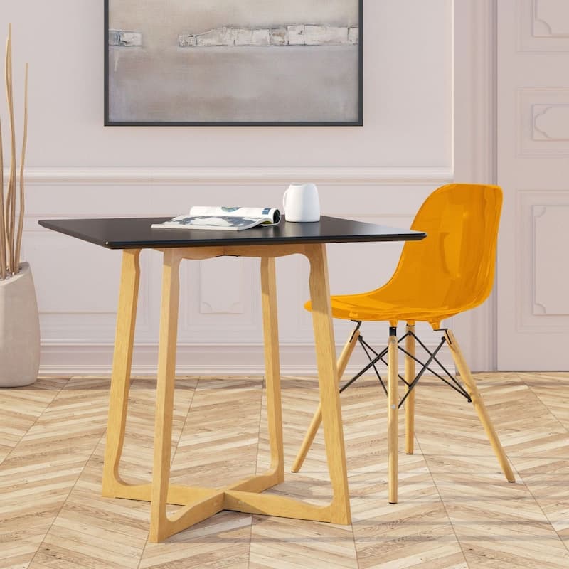 Cresco Acrylic Dining Chair in Solid Beech Wood Legs Banquet Side Chair (Set of 2) for Indoor and Outdoor - 32" Height
