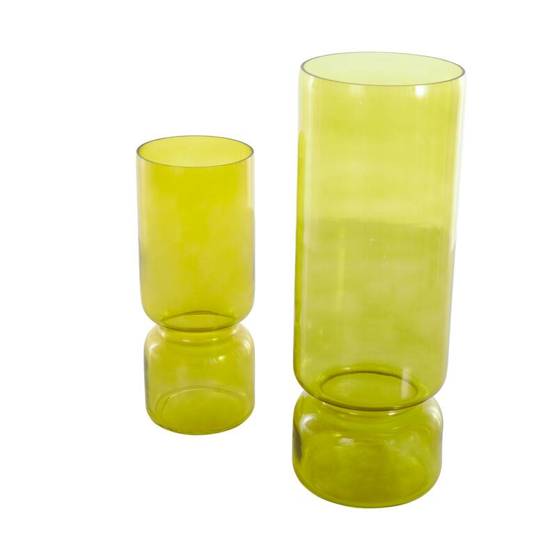 Blue or Green Glass Modern Round Vase (Set of 2)