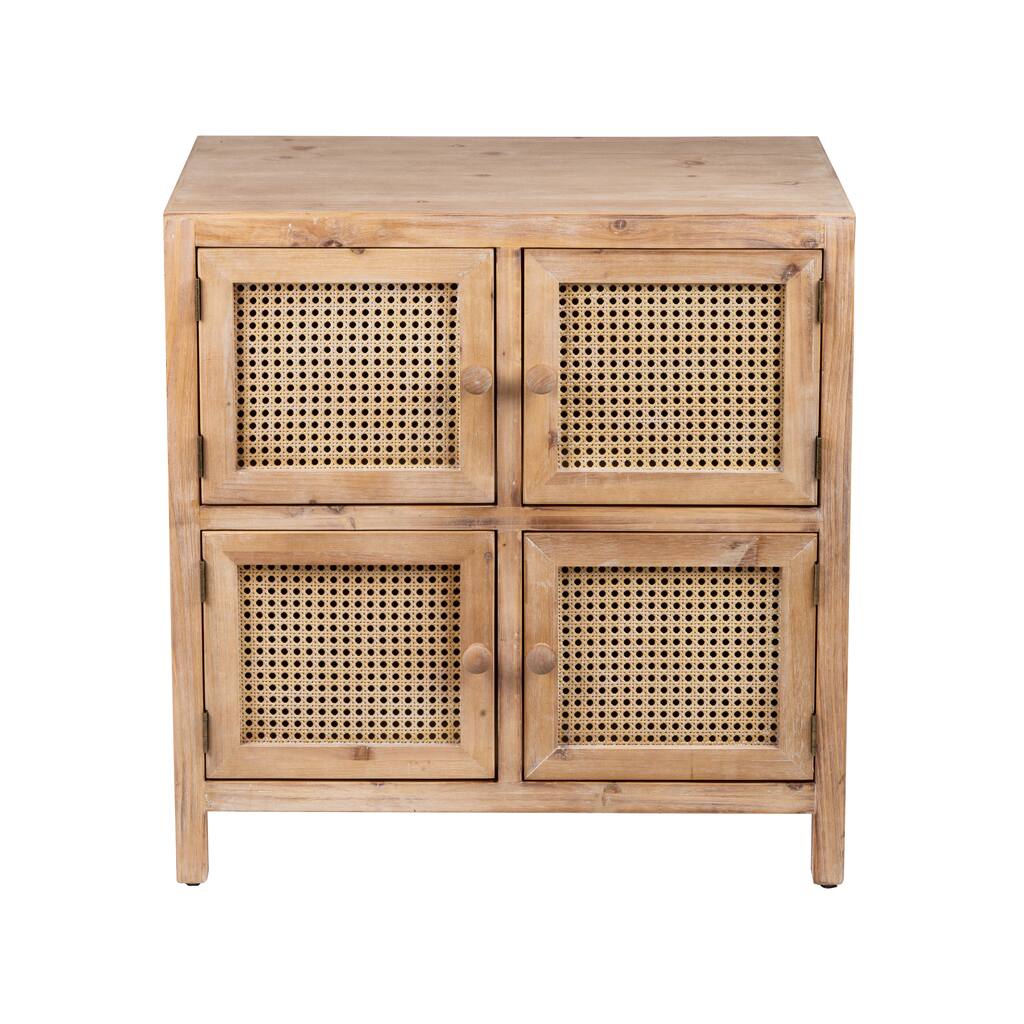 Home View Design Wooden Storage Cabinet w/4 Rattan Doors, 28.3-in H