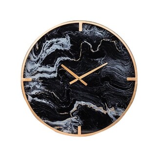 Modern Black Faux Marble and Gold Round Wall Clock - Bed Bath & Beyond ...