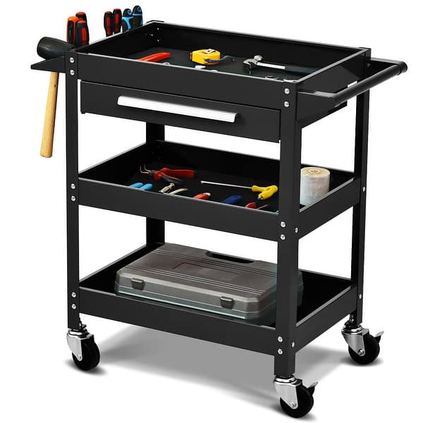 slide 2 of 7, Service Tool Cart Tool Organizers 3-Tray Rolling Utility Cart Trolley