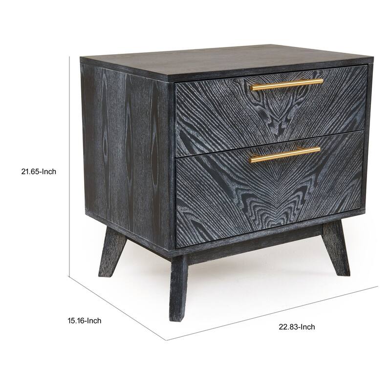 Ash Gray/Gold 2 Drawer 15.16 in. W Nightstand with Sturdy Hardware and Ample Storage