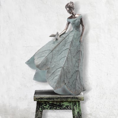Polystone Standing Leaf Dress Lady 19"T