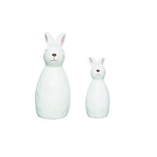 Transpac Ceramic 6.25 in. White Easter Simple Bunny Fig Set of 2 - N/A ...