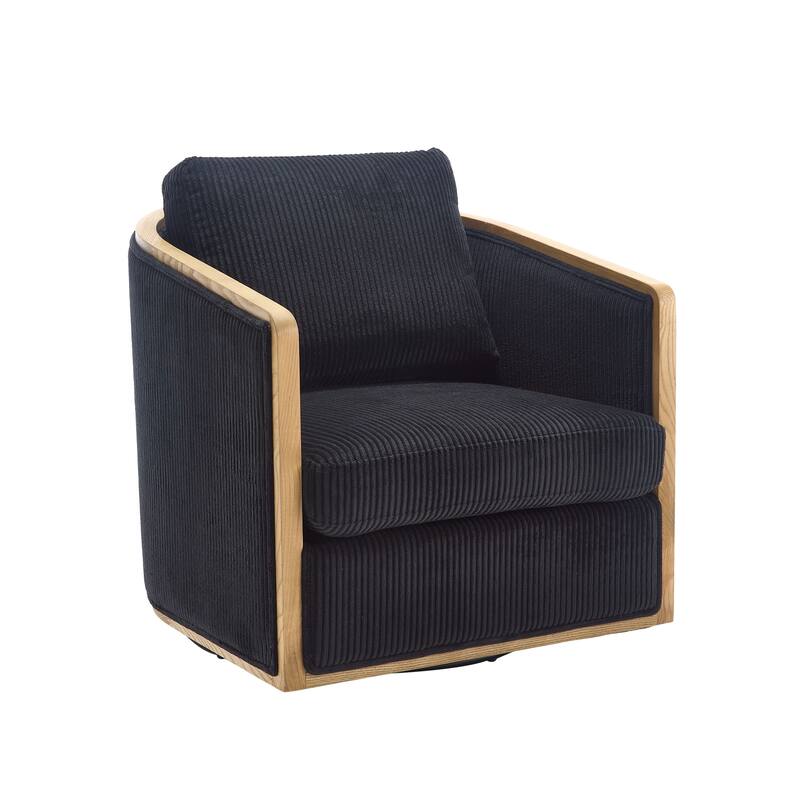 Corduroy Barrel Chair, Comfortable Living Room Accent Sofa Chair, 360 Degree Swivel Side Club Chair Leisure Arm Chair
