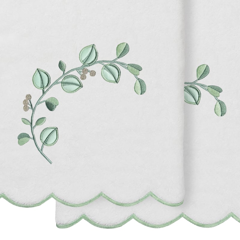 Authentic Hotel and Spa 100% Turkish Cotton WILD BRANCH Scallop Embellished Towel Collection