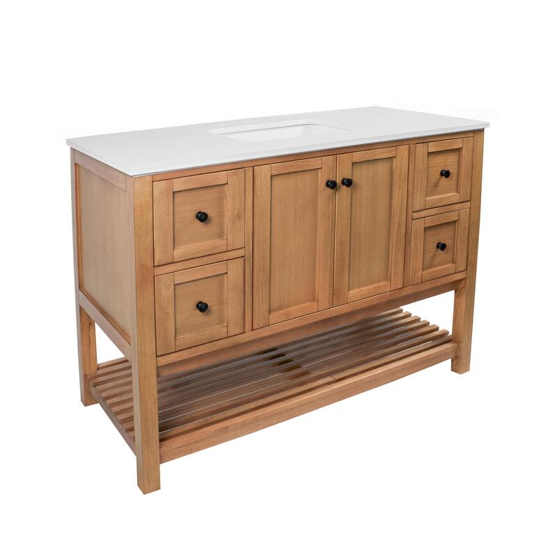 KitchenBathCollection Lakeshore 48" Bathroom Vanity with Engineered White Top