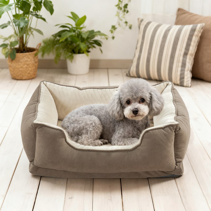 Soft Plush Bolstered Rectangle Dog Bed