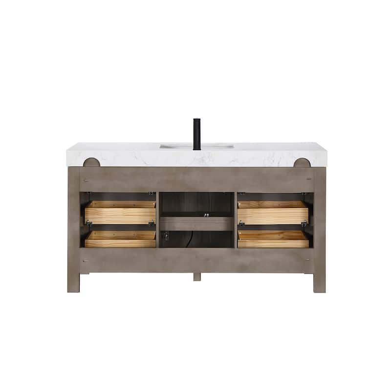 Leon 60 in. Single Bathroom Vanity with Composite Stone Top