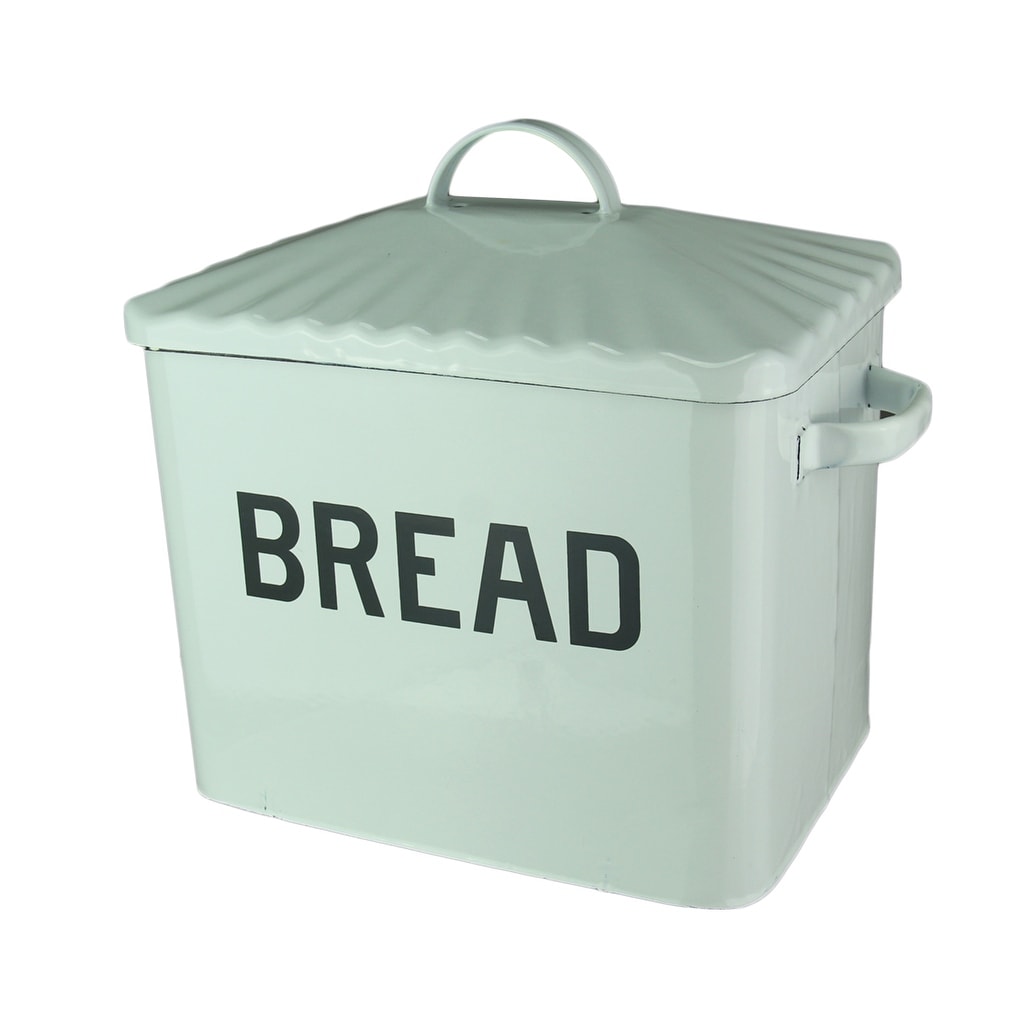Shop Black And White Enamelware Metal Bread Box Canister 11 75 X