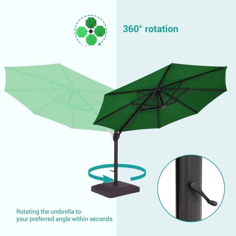 BONOSUKI 11-ft 360-degree Rotating Cantilever Patio Umbrella with Base