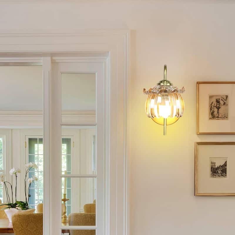 2 Pack light bulb tulip gold wall sconce polyester wall light