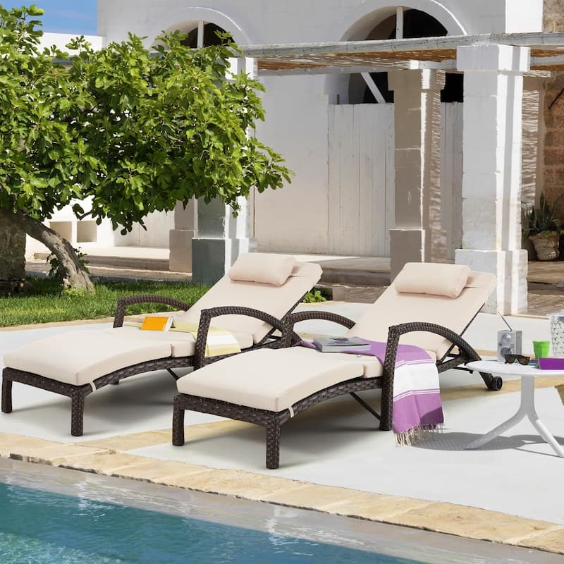 EROMMY Outdoor Patio Lounge Chair, Adjustable Recliner Outdoor Lounge Chairs, Multiple Colors Available