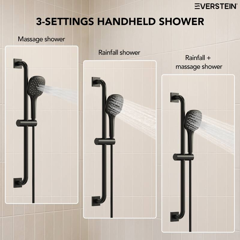 Pressure-Balanced Shower System ,10-Inch Rainfall Shower Faucet with 3-Function Handheld Shower