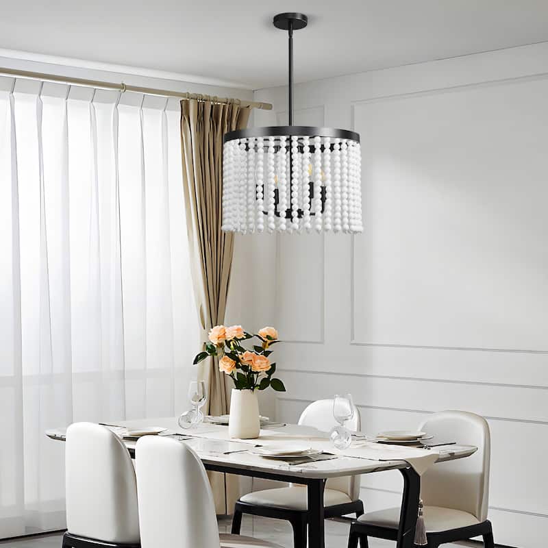 Modern Chandelier Dimmable Black and Gold Drum Chandeliers Light Fixture for Living Room Dining Room