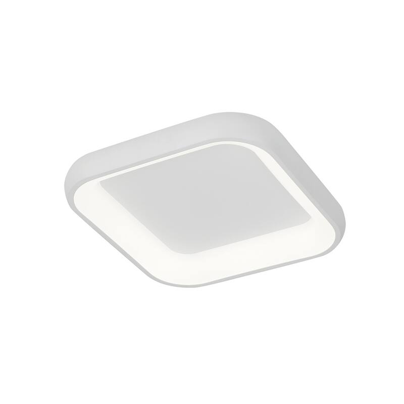 EVOLV Acryluxe Polaris 19-inch Matt White Square LED Flush-Mount with Opal Acrylic