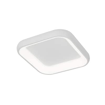 EVOLV Acryluxe Polaris 19-inch Matt White Square LED Flush-Mount with Opal Acrylic