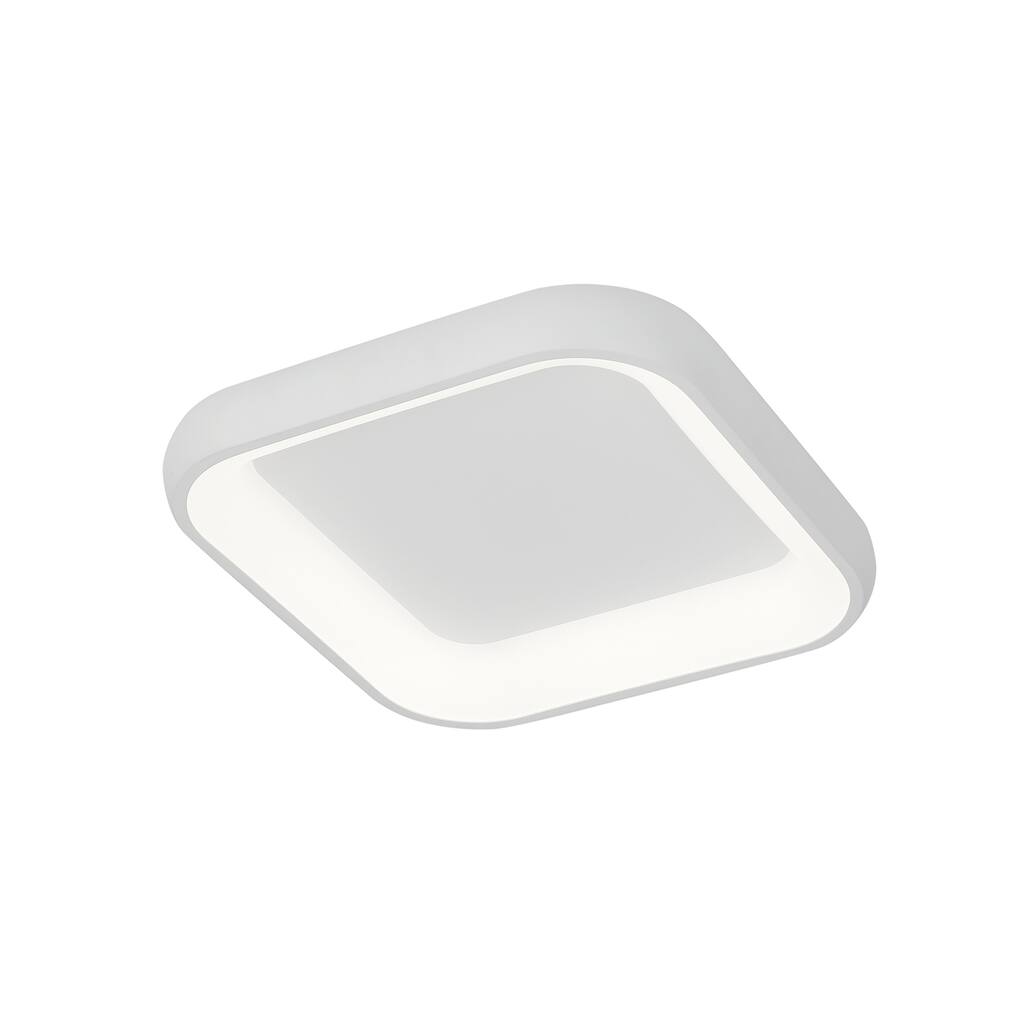 EVOLV Acryluxe Polaris 19-inch Matt White Square LED Flush-Mount with Opal Acrylic