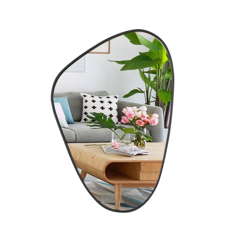 16x24 Inch Irregular Black Living Room Mirror- Modern Decorative Framed Wall Mirror for Bedroom, Bathroom Room