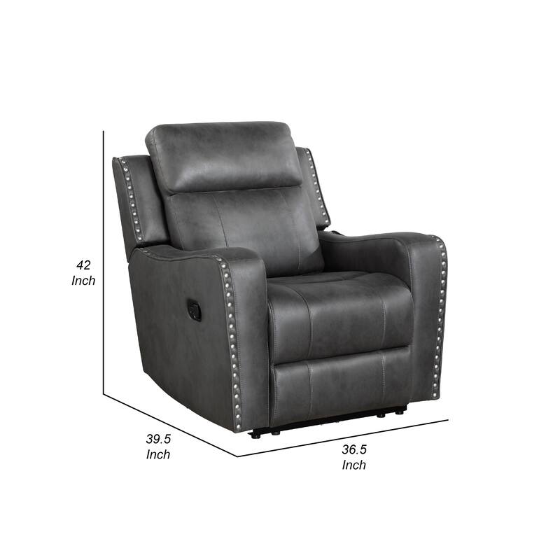 Gimo Manual Recliner Chair, Dark Gray Microfiber, 37 Inch