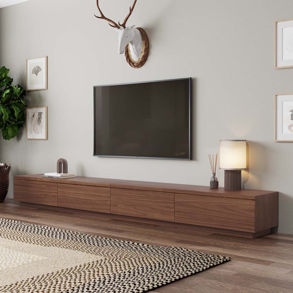 Minimalist TV Stand for up to 100 Inch TV, Wood Media