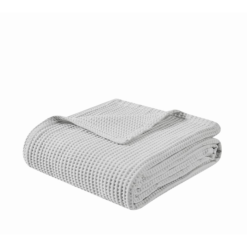 The Farmhouse by Rachel Ashwell Cotton Waffle Blanket and Throw - Twin/TXL - Grey