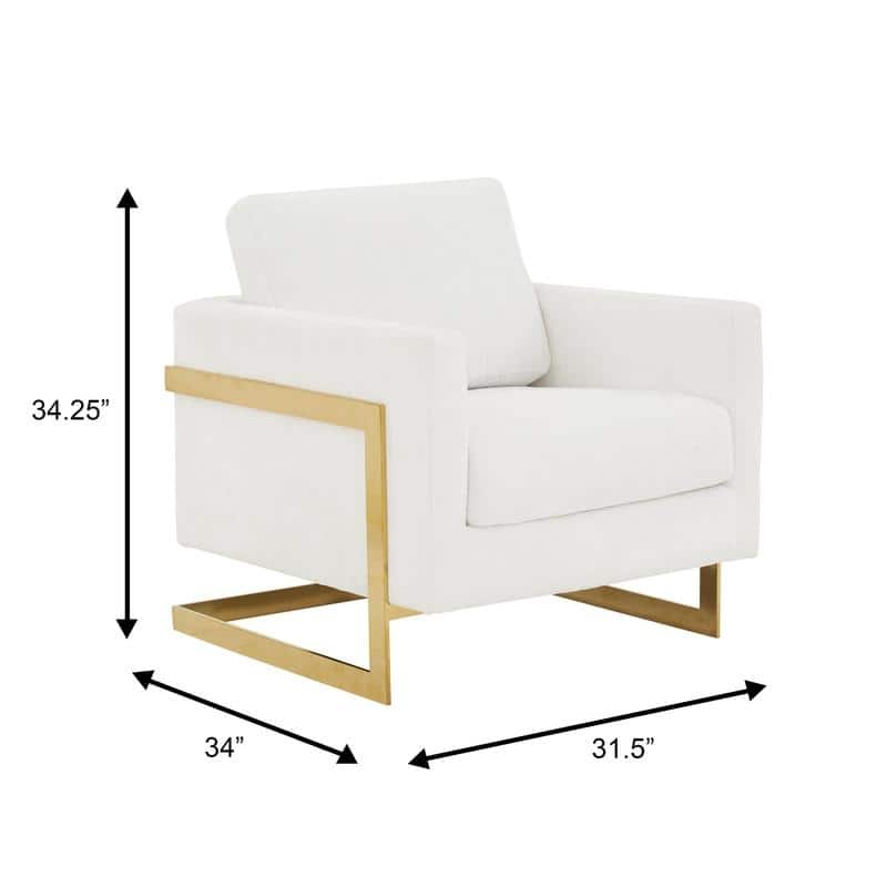 Lincoln Sofa Upholstered Boucle Accent Single Seater Arm Chair with Gold Stainless Steel Frame for Bedroom Living Room