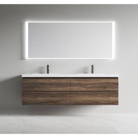 Alma-Pre 72 inch Double Sink Wall Mount Vanity with Reinforced Acrylic Composite Sink