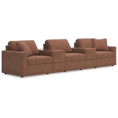 Signature Design by Ashley Modmax Orange 5-Piece Sectional with Storage Consoles - 142"W x 32"D x 36"H