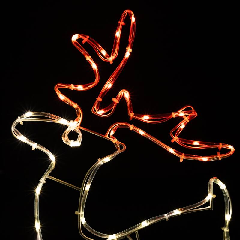 24" Lighted Standing Reindeer Silhouette Outdoor Christmas Decoration - White