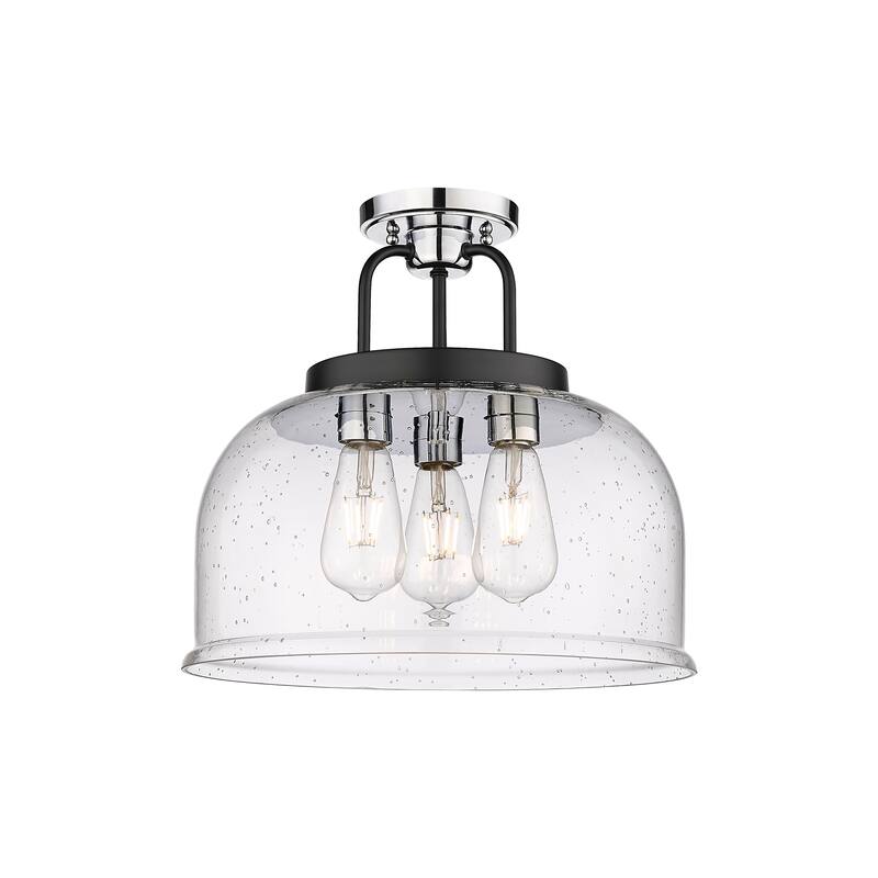 Innovations Lighting Kahana - 3 Light 15" Semi-Flush Mount - Black Polished Chrome/Seedy