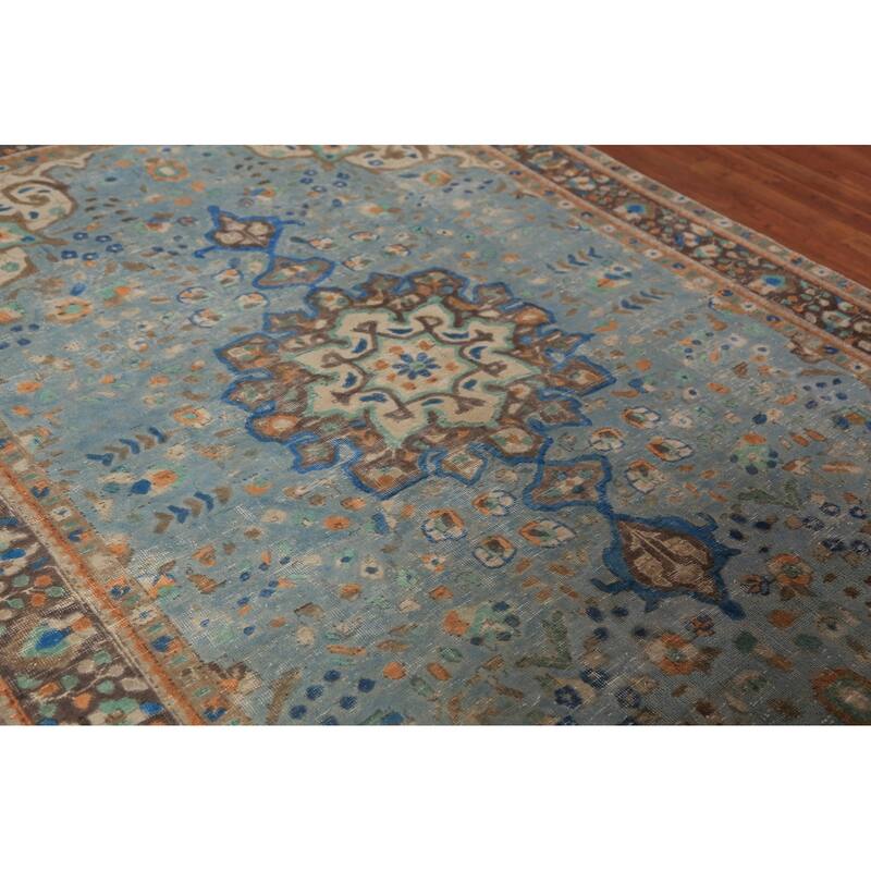 Blue Medallion Tabriz Persian Area Rug Handmade Oriental Wool Carpet - 6'5"x 9'5"
