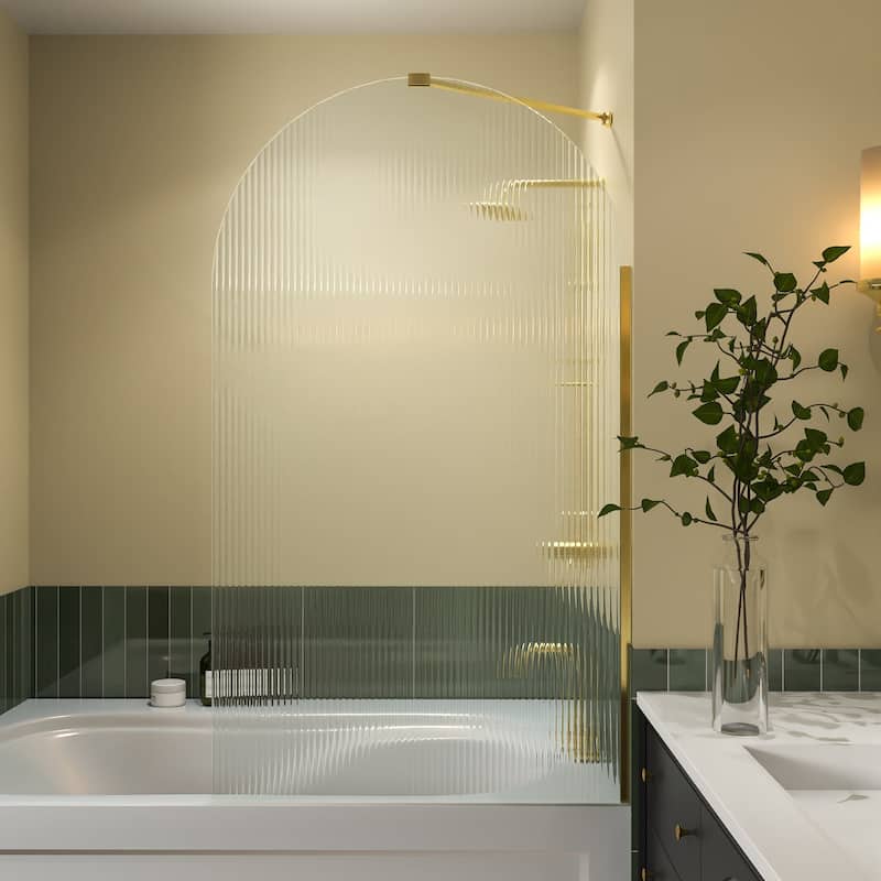 33 in. W x 58 in. H Fixed Tub Door with Tempered Glass - 33" x 58"