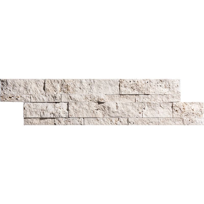 Ivory Travertine 6" x 24" Split Face Ledger Corner - 4 Sheets (4.00 Sqft) - Cream