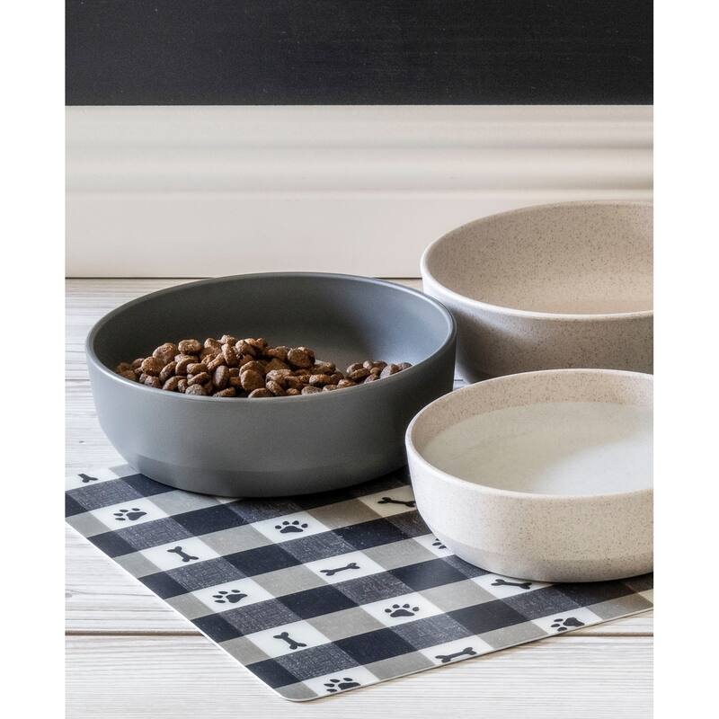 Abode Homewares Bevel Wheat Straw Pet Bowl - Set of 2