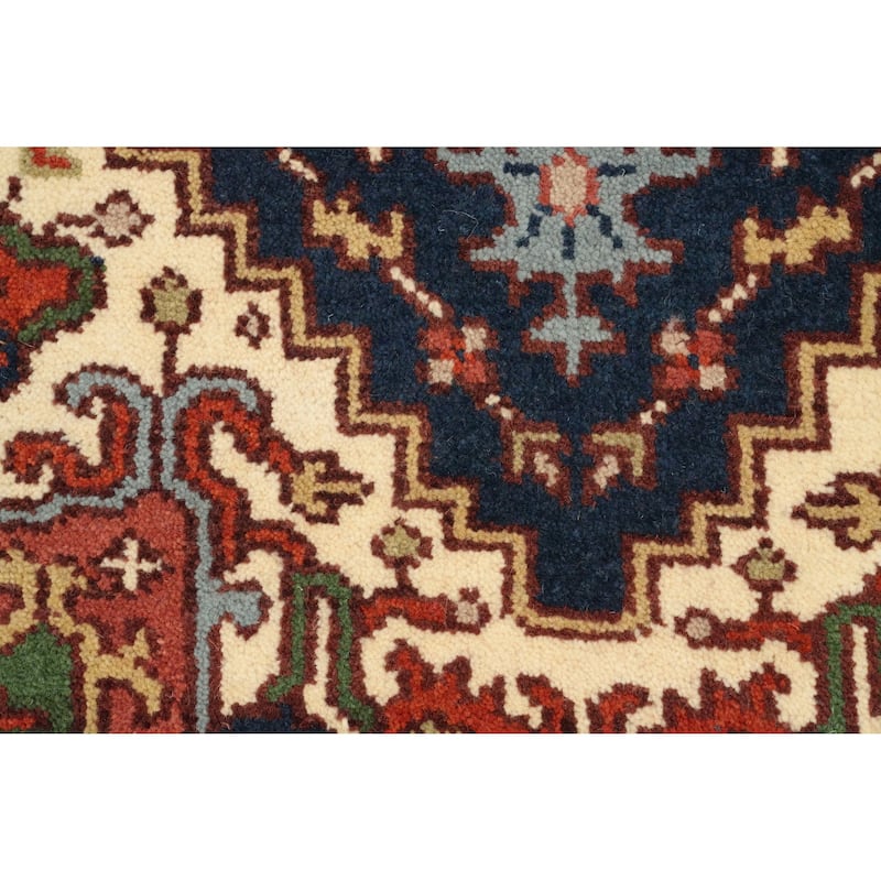 Hand Knotted Oriental 100% Wool Carpet Traditional Medallion Navy Blue & Blues Heriz (serapi) Area Rug - 5' 0'' X 3' 0''
