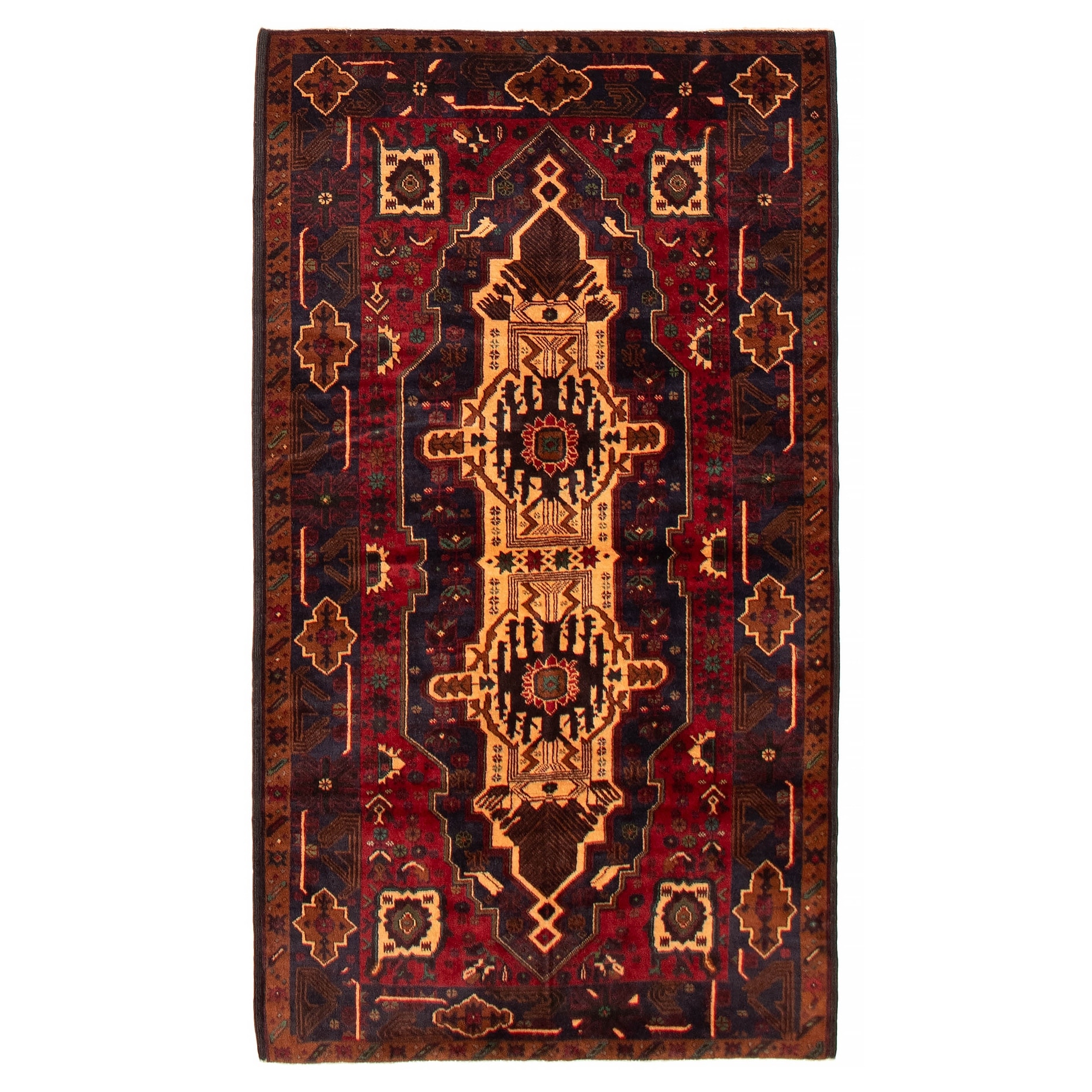 Teimani Red Rug 3'10" x 6'9" - 3'10 x 6'9