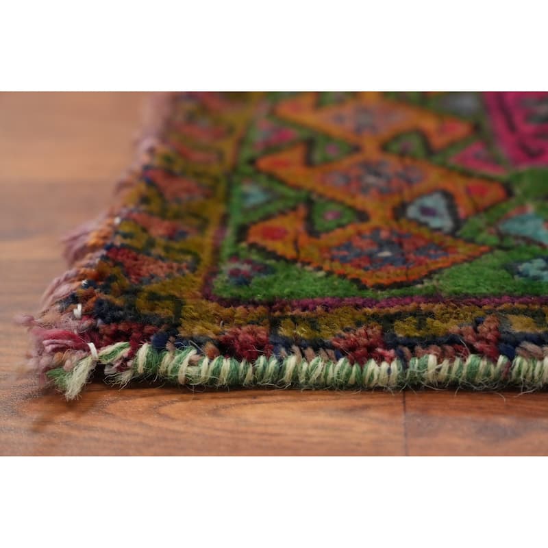 Hand Knotted Oriental 100% Wool Carpet Traditional Geometric Oranges & Rust Shiraz Area Rug - 7' 11'' X 4' 7''